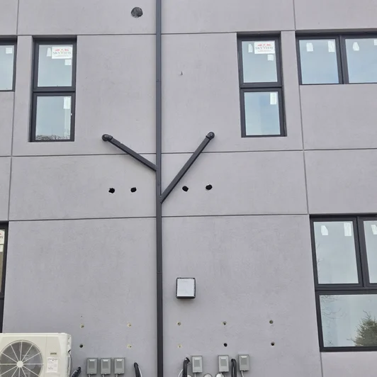 Exterior detail work on commercial building
